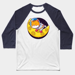 cat astronaut sleeping on the moon Baseball T-Shirt